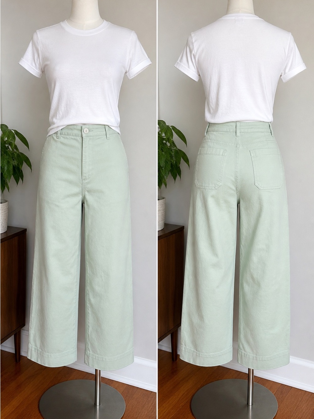 Bagatelle Mint Green Cropped Wide Leg Chino Pants Size 12
